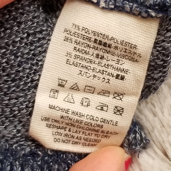 We the Free People Hacci Henley Oversized Heather Blue Longsleeve Tshirt Size S - Picture 7 of 9